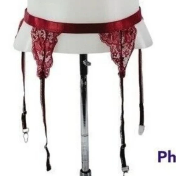 * Avidlove small bra garter set floral lace sexy set bow detail burgendy c… - Picture 11 of 11